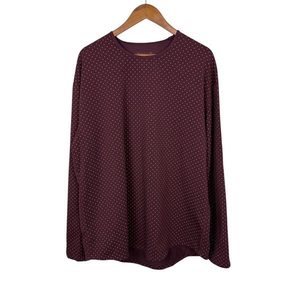 BYLT Maroon Polka Dot Drop Cut LUX Long Sleeve XXL - Picture 1 of 6